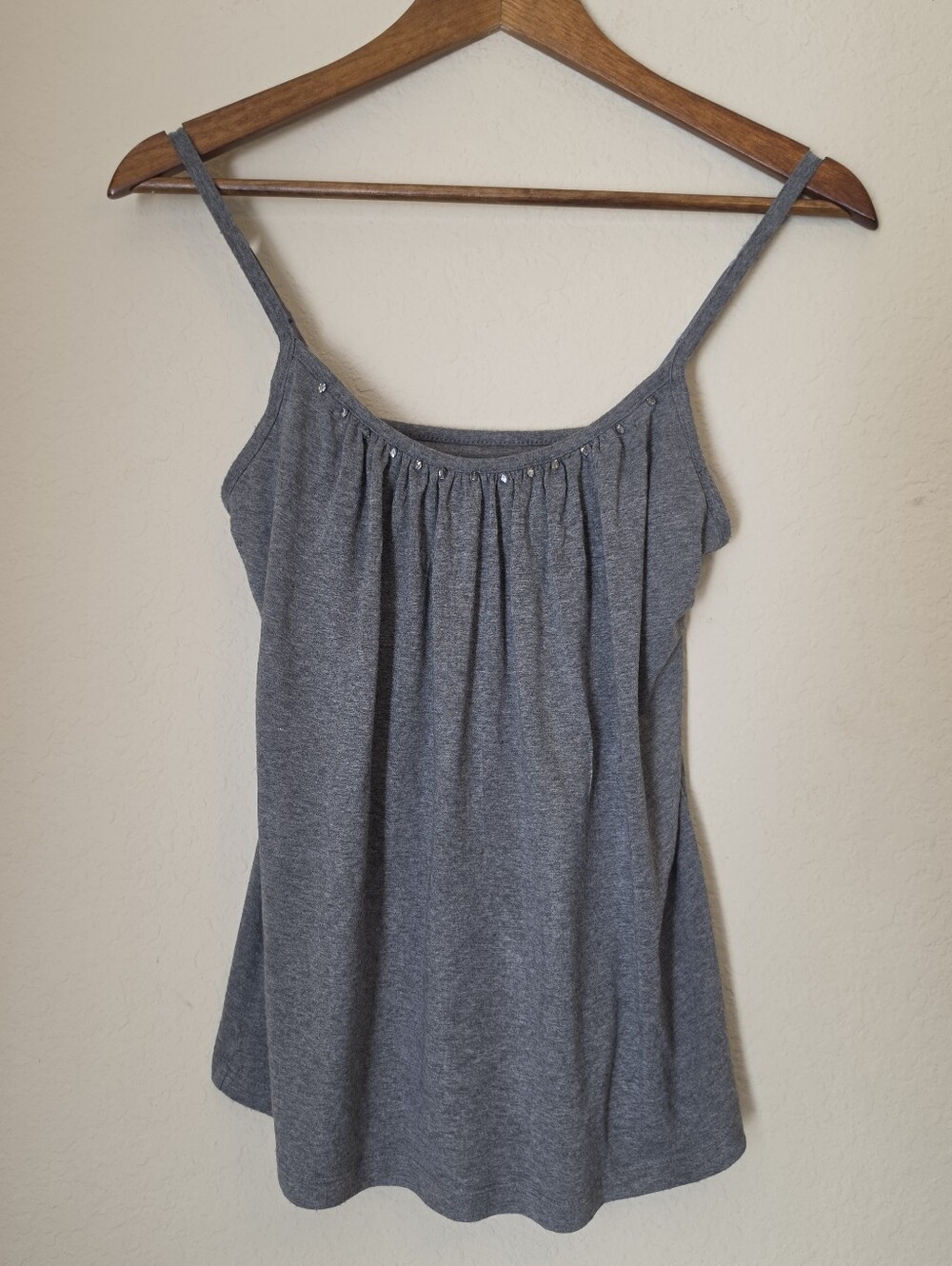 New York And Company Cami Top Womens XS Grey Rhinestone Neck Summer Y2K